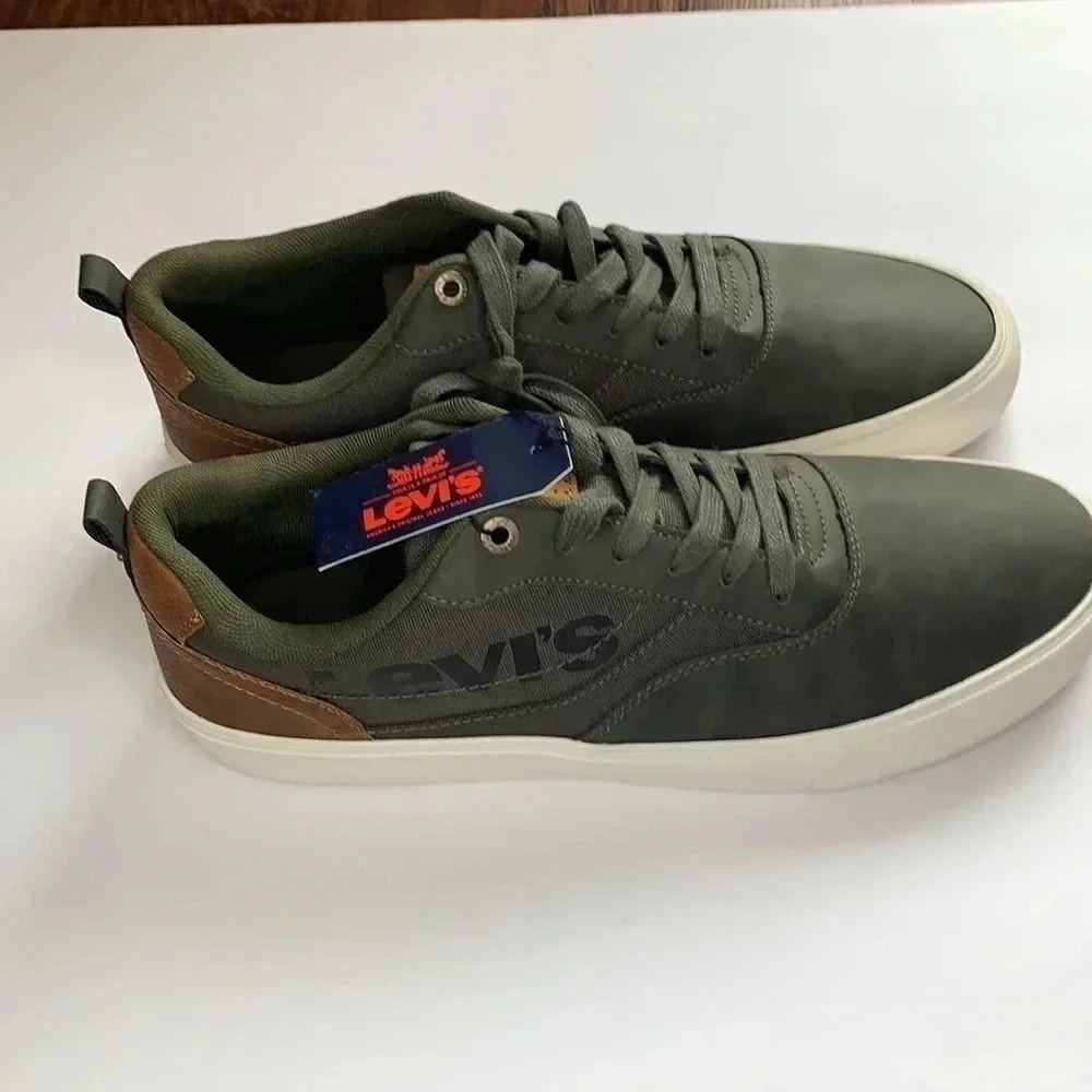 Levi’s Lance Casual Lace Up Sneakers Olive Tan Men’s Sz 12 New